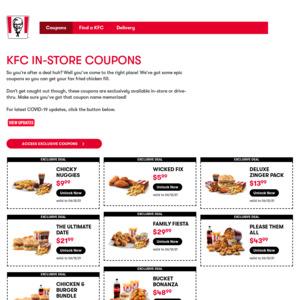 KFC NZ In Store Coupons