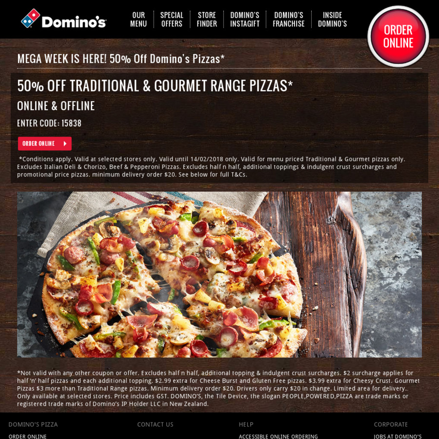 Domino's Pizza] Mega Monday 50% OFF Any Pizza at Menu Price code