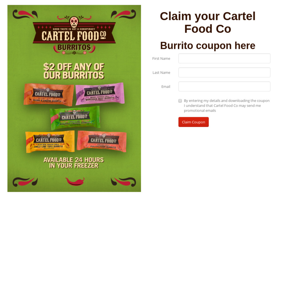 2 off Cartel Food Burritos The Coupon Company ChoiceCheapies
