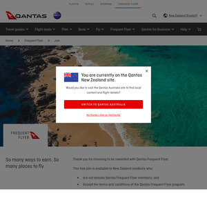 Free to Join Qantas Frequent Flyer (Previously $60 for New Zealand Based Individuals) @ Qantas