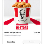 10pc Secret Recipe Bucket $24.99 @ KFC (Instore Only)