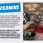 Win a 1 Night Stay at QT Museum Wellington from The Dominion Post