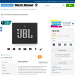 JBL Go Wireless Speakers 2 for $30 @ Harvey Norman 