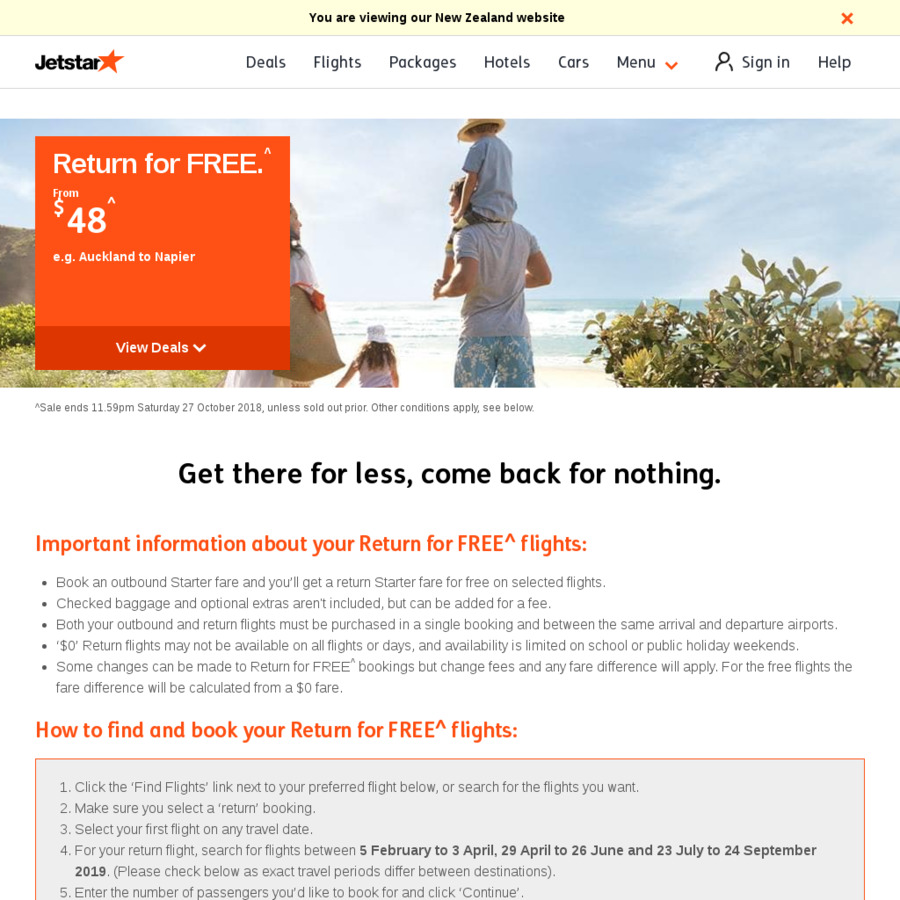 Jetstar Return for Free Airfares Australia for 200 Return