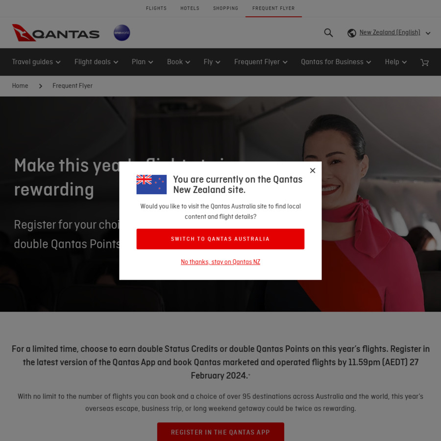 Earn Double Points or Status Credits on Eligible Flights (Requires