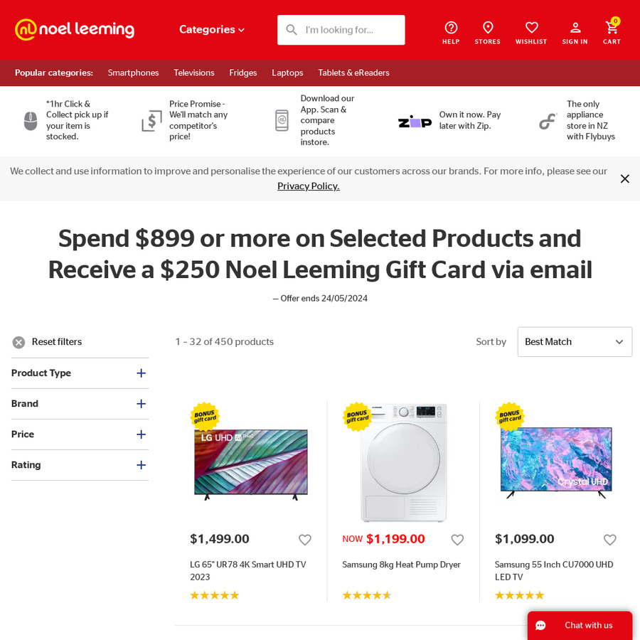 Get a Bonus 250 Gift Card with Every Product You Purchase 899 & Over