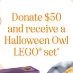 Donate $50 and Receive LEGO Set 40497 Halloween Owl @ Child Cancer Foundation