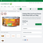 Friskies Wet Cat Food Classic Pate Mixed Grill can 156g 4 for $5 (Was $6.76) @ Countdown