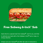 Free Subway 6" Sub or Wrap @ Subway