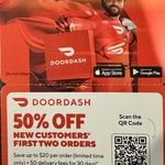 50% off DoorDash Voucher up to 20 NZD and Free Delivery