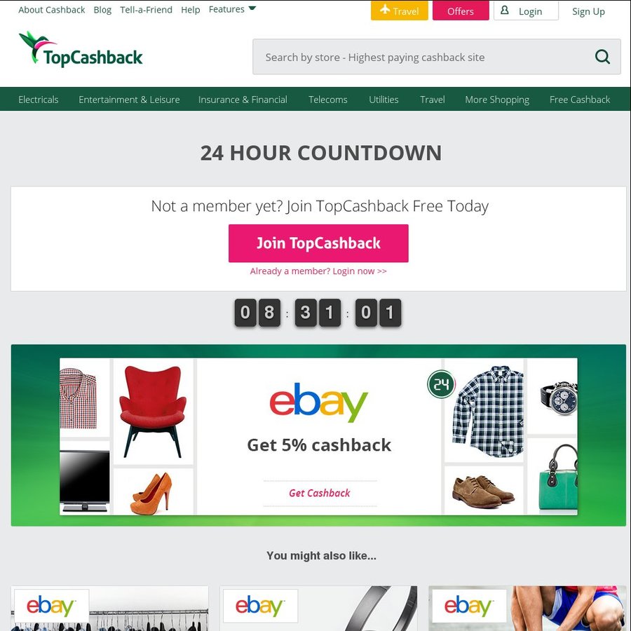 5 Cashback eBay UK Via Top Cashback UK ChoiceCheapies