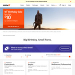 Fares from $10 (Auckland to Christchurch + More) @ Jetstar