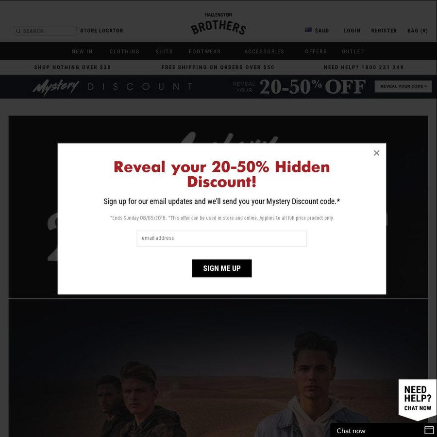 Hallensteins Mystery Codes 35 50 off ChoiceCheapies