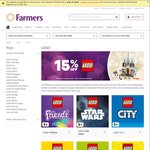 15% off LEGO, 20% off Toys @ Farmers (One Day Only, 5/12)