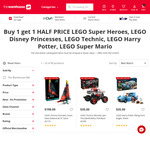 Buy 1 Get 1 Half Price LEGO Super Heroes, Disney Princesses, Technic, Harry Potter, Super Mario @ The Warehouse