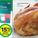 15% off iTunes & $10 Roast Chooks @ Countdown