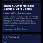[Targeted] American Express: Spend $200 or More, Get $40 Back (Two Uses) @ Countdown or New World