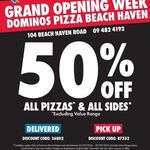 50% off All Pizzas & Sides (Excludes Half 'n' Half and Value Pizzas) @ Domino's Beach Haven (Auckland)