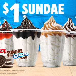 Regular Sundaes $1 @ Burger King - ChoiceCheapies