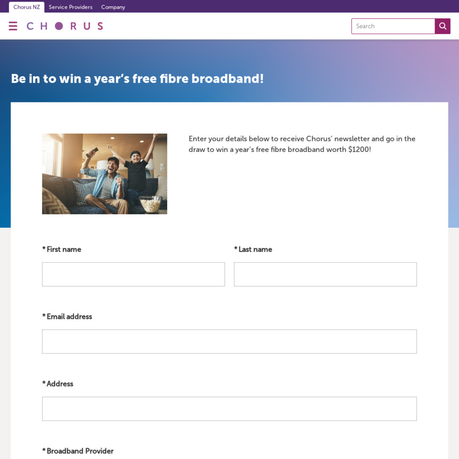 Sign Up to the Newsletter to be in to Win 1 of 2 Prizes of 12 Month's