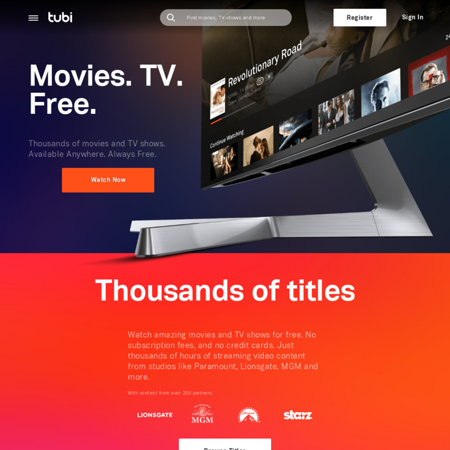 Free TV, Movie Streaming Service @ Tubi - ChoiceCheapies