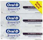 Oral-B 3D White Luxe Glamorous White Toothpaste (95g) - Pack of 3 - 2 for $7 @ Crackerjack