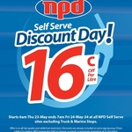 $0.16 off Per Litre (All Grades) @ NPD Self Serve Nationwide (ExcludesTruck & Marine Stops)