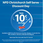 $0.10 off Per Litre (All Grades) @ NPD (Select Christchurch Locations)