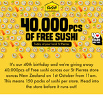 40,000 Free Pieces of Sushi (150 Snack Packs Per Store, 1x 4pc Snack Pack Per Customer) @ St Pierre's