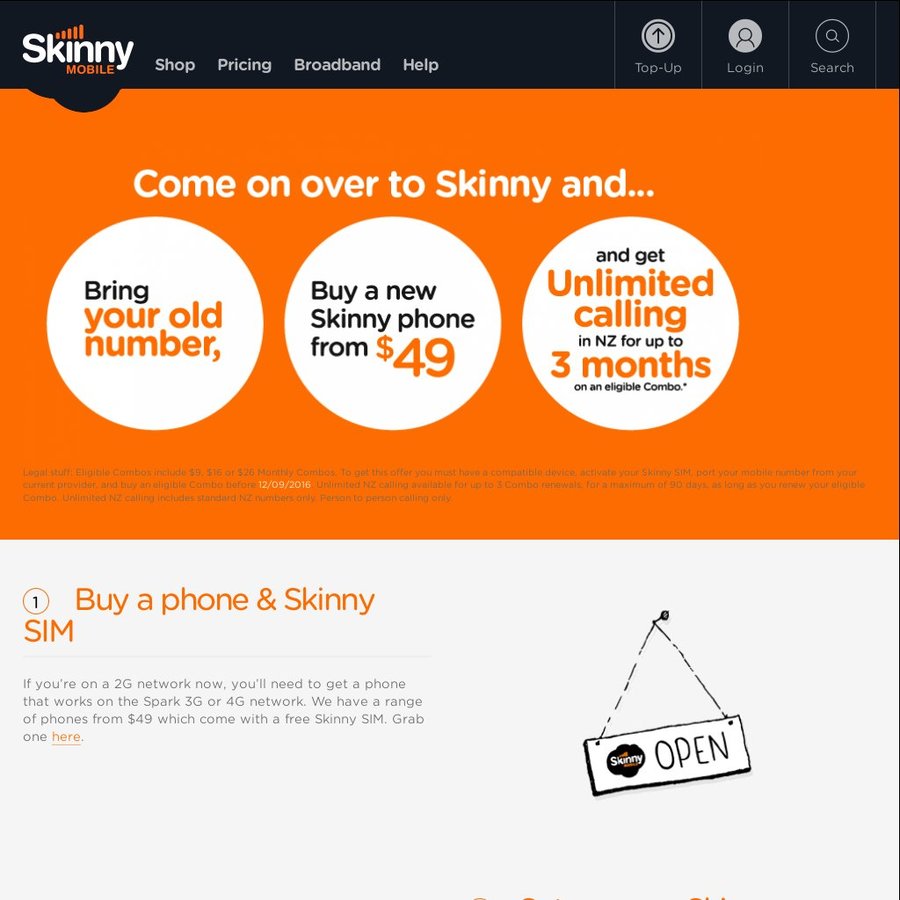 Skinny Mobile Unlimited Calls within NZ for 3 Months When You Move