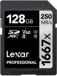 Lexar Professional 1667X (up to 250MB/s) 128GB SDXC Uhs-II/U3 Card, V60 Class10, US$26.97 (~NZ$66.34) Delivered @ Amazon US