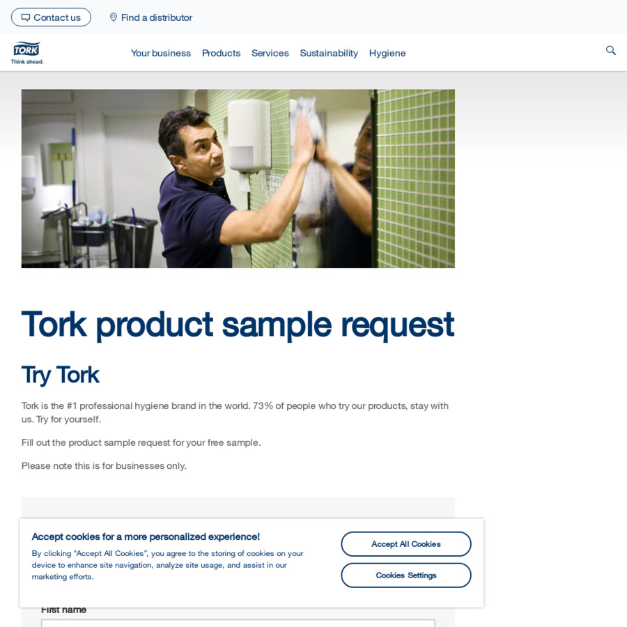 Free Cleaning Product Samples Delivered Tork (Businesses Only