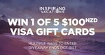 Win 1 of 5 Visa Gift Cards Worth $100 Each @ Inspiring Vacations