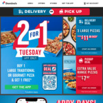 Buy 1 Large Traditional or Gourmet Pizza, Get 1 Large Gourmet, Traditional, Extra Value or Value Pizza Free @ Domino's App