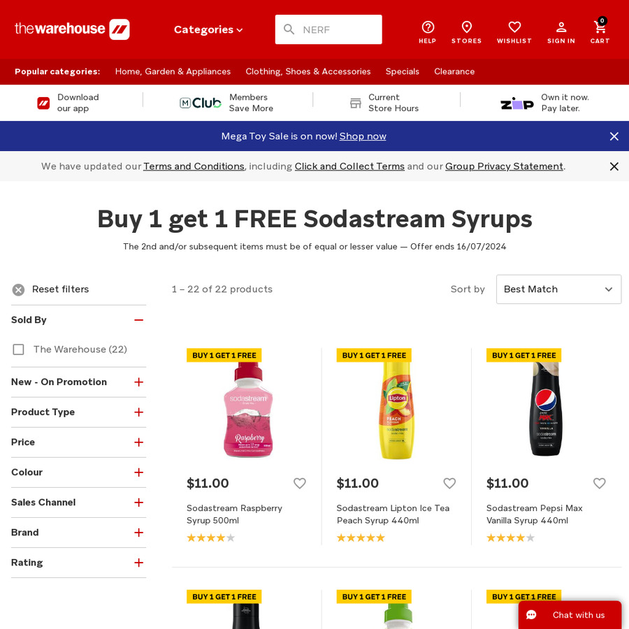 Buy One Get One Free Sodastream 440500ml Syrups (From 11 for 2 Bottles) The Warehouse
