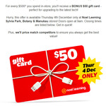 $50 Store Card with Purchase of $500 or More @ Noel Leeming (Sylvia Park, Botany Bay, Manukau)