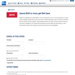 American Express - Spend $150 @ Avis - Get $40 Account Credit