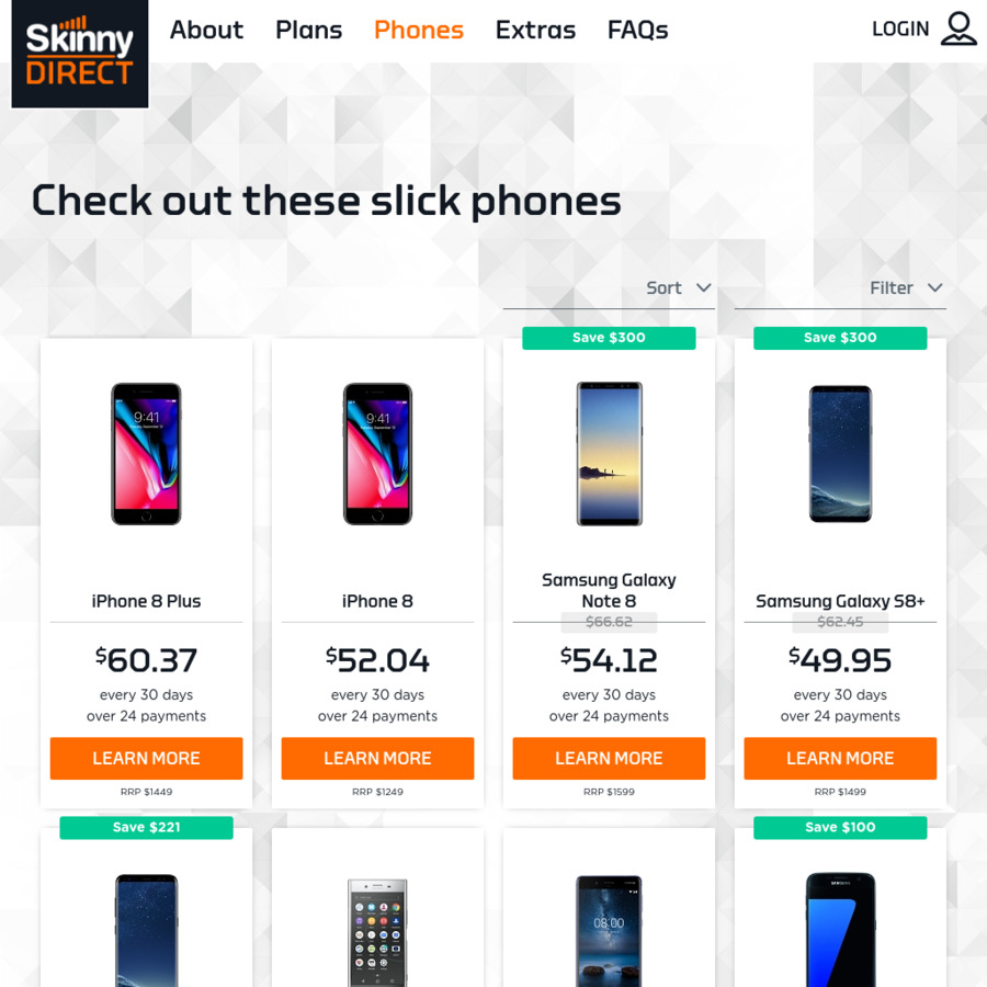 Interest Free Phones with Plans Skinny Direct (from 37.35/Month for