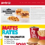 Wendy's Mates Rates: 2 Valunators, Value Fries & Value Drink $9.90, Berry Pancakes & Small Frosty $5.90 + More