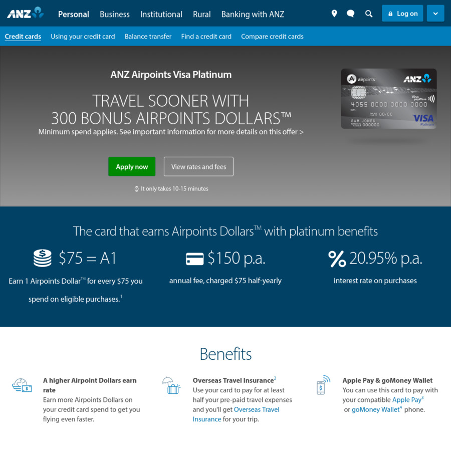 300 bonus Airpoints with ANZ Airpoints Visa Platinum ChoiceCheapies