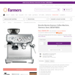 Breville Barista Express Coffee Machine BES870BSS $699.99 @ Farmers ($629.99 via Pricebeat Briscoes)