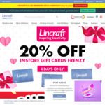 20% off Gift Cards (e.g. $50 Gift Card for $40) @ Lincraft (Instore Only)