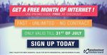 Free First Month of Internet for New Signups on All Plans - No Contract - Unlimited Internet