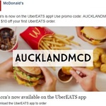 UberEATS Auckland Get $10 off McDonald's with Code AUCKLANDMCD