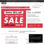 Extra 10% off Sale Items (up to 70% off), Free Shipping over $40 @ ASOS