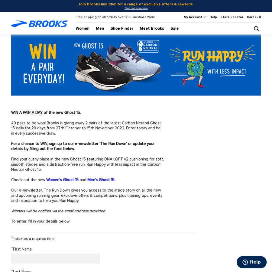 Win 1 of 40 pairs of Brooks Ghost 15 Running Shoes (RRP AU239.95