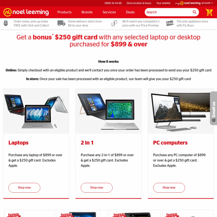 250 Noel Leeming Gift Card with Purchases over 899 ChoiceCheapies