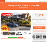 Elements 3m X 5m Carport $1599 + Delivery (August 28th Estimated Dispatch) @ Container Door