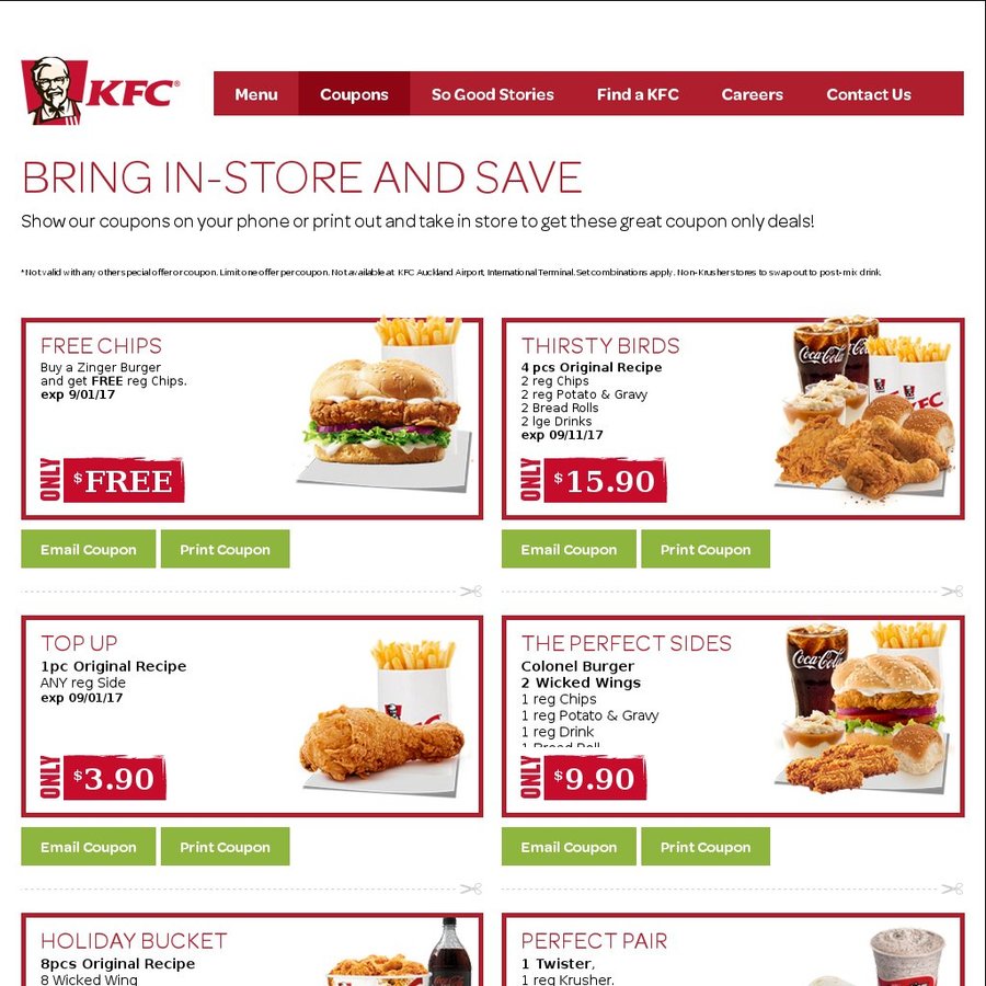 Kfc burger coupons nz