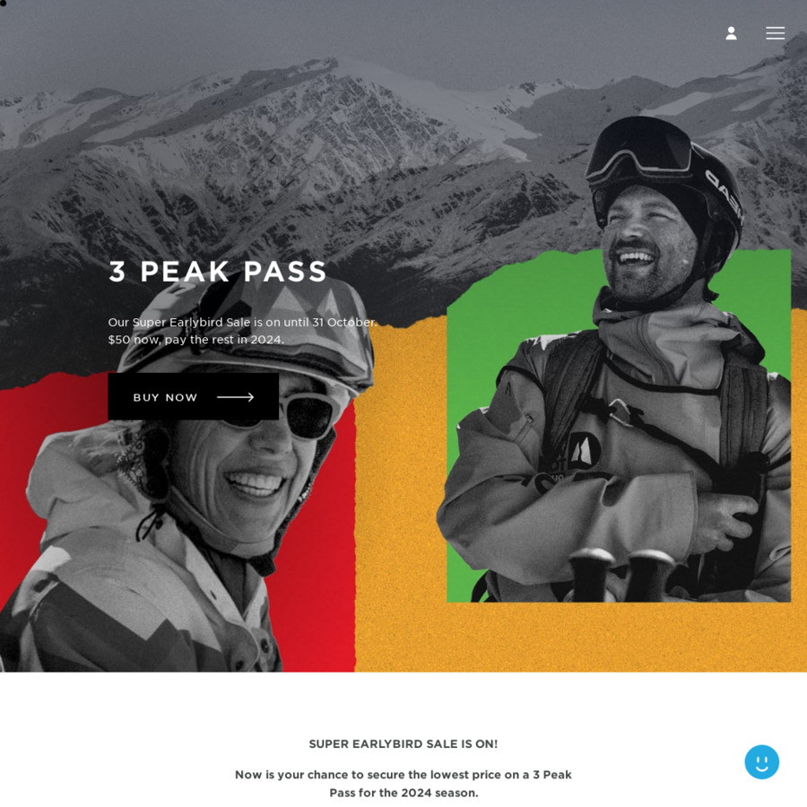 2024 Super Earlybird Season Passes Three Peaks (Mt Hutt, Peak, Remarkables) Adult